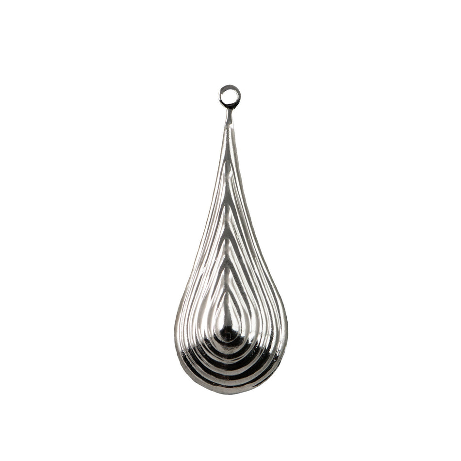 Silver Plated Raised Ribbed Rounded Pendant Drop (4)