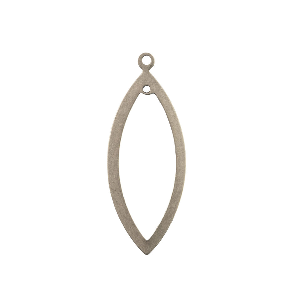 2 Hole Sterling Silver Ox Long Pointed Oval Pendant Drop 42x12mm (4)