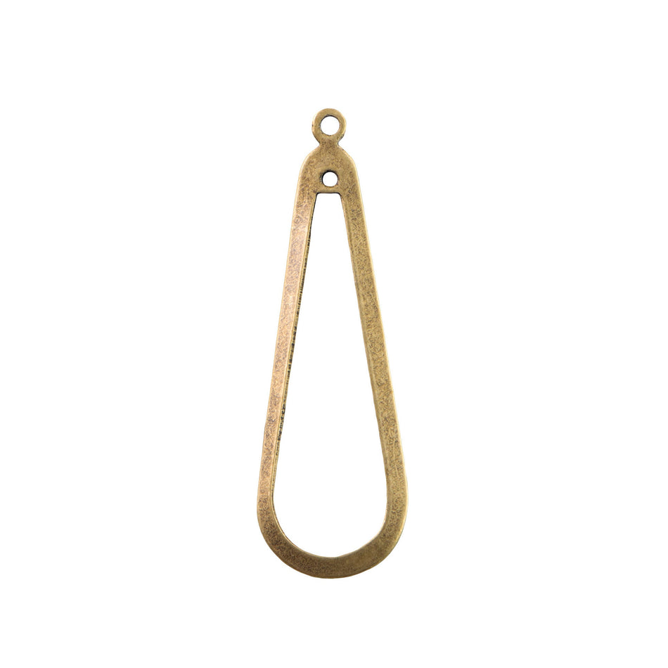 2 Hole Brass Ox Long Teardrop Pendant Drop 42x14mm (4)