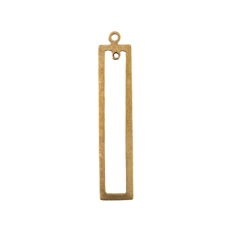 2 Hole Brass Ox Long Rectangle Pendant Drop 42x9mm (4)