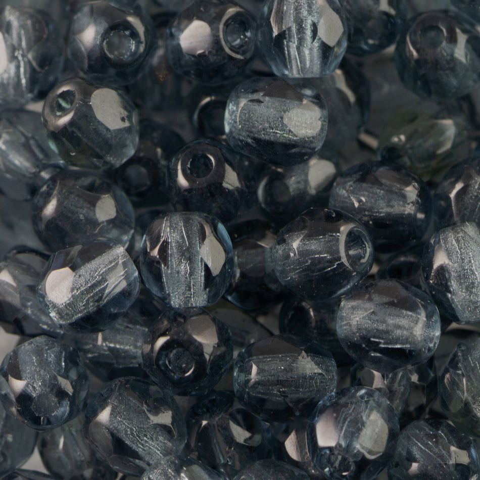 3mm Montana Blue Czech Faceted FirePolish Glass Beads (50)