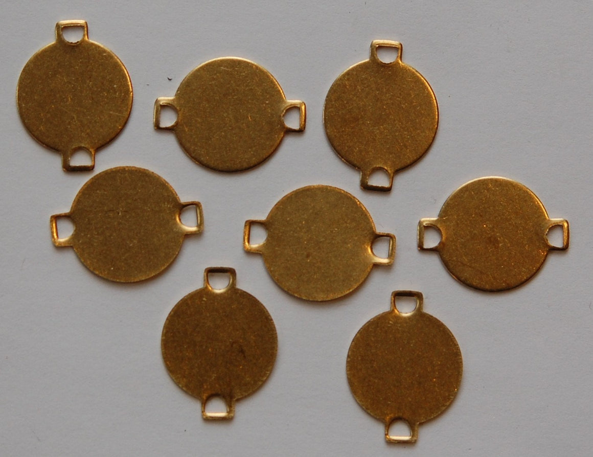 2 Loop Raw Brass Flat Pad Connector Drop (8) mtl225B