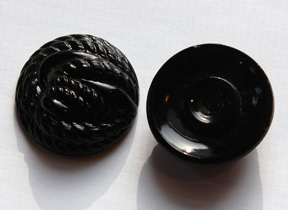 Vintage Black Glass Domed Cabochons cab004