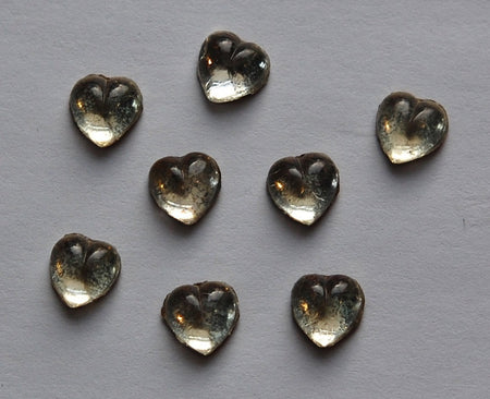 Vintage Little Crystal Clear Foiled Glass Hearts cab701G