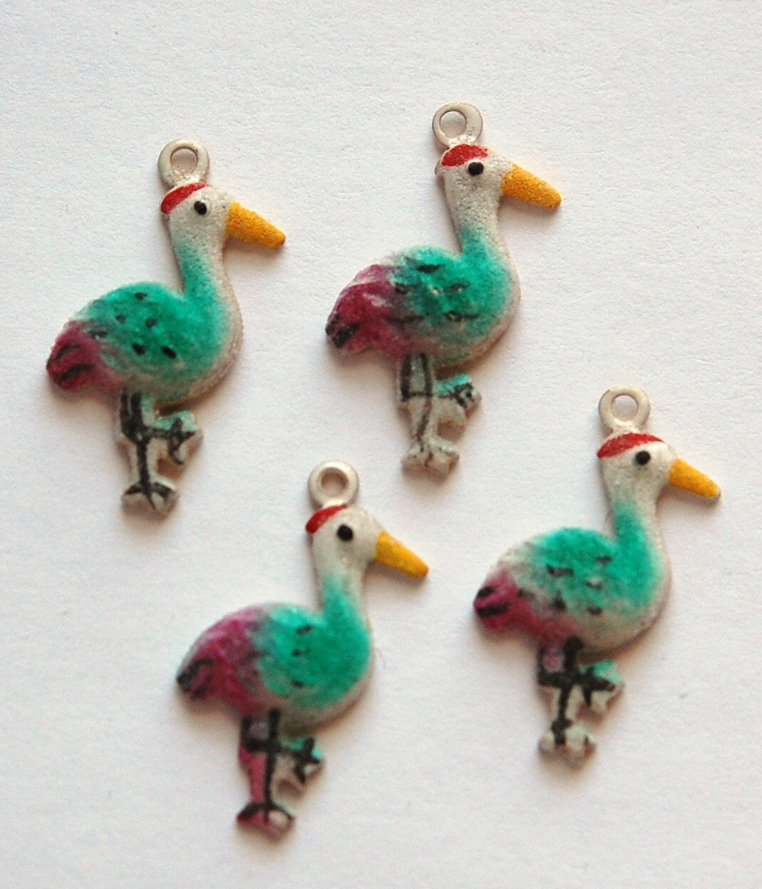 Vintage Metal Pelican Stork Charms 21mmx11mm (4) chr176L