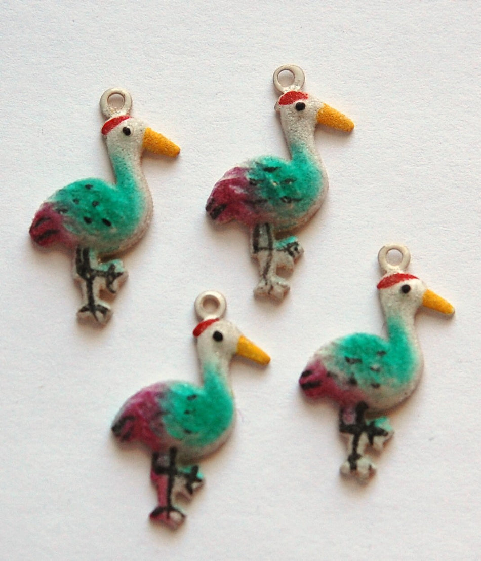 Vintage Metal Pelican Stork Charms 21mmx11mm (4) chr176L