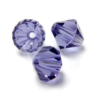 6mm Deep Tanzanite Bicone Czech Faceted Glass Beads (25)