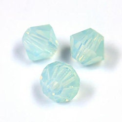 6mm Chrysolite Opal Bicone Czech Faceted Glass Beads (50)