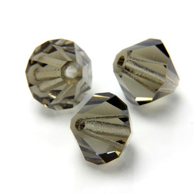 6mm Black Diamond Bicone Czech Faceted Glass Beads (25)