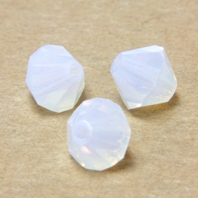 6mm White Opal Bicone Czech Faceted Glass Beads (25)