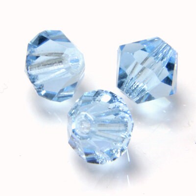 6mm Aquamarine Bicone Czech Faceted Glass Beads (50)