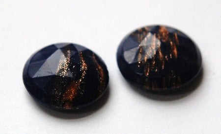 Vintage Dark Blue Faceted Glass with Goldstone 18mm cab780C