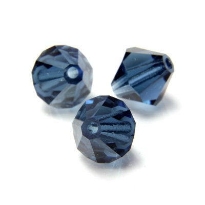 Czech Faceted Montana Blue Bicone Glass Beads 4mm (50)