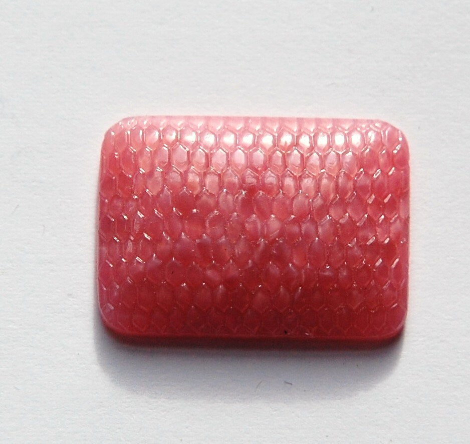 Vintage Textured Pink Glass Rectangle 25x18mm Cabochon cab283A