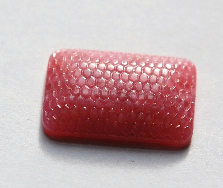 Vintage Textured Pink Glass Rectangle 25x18mm Cabochon cab283A