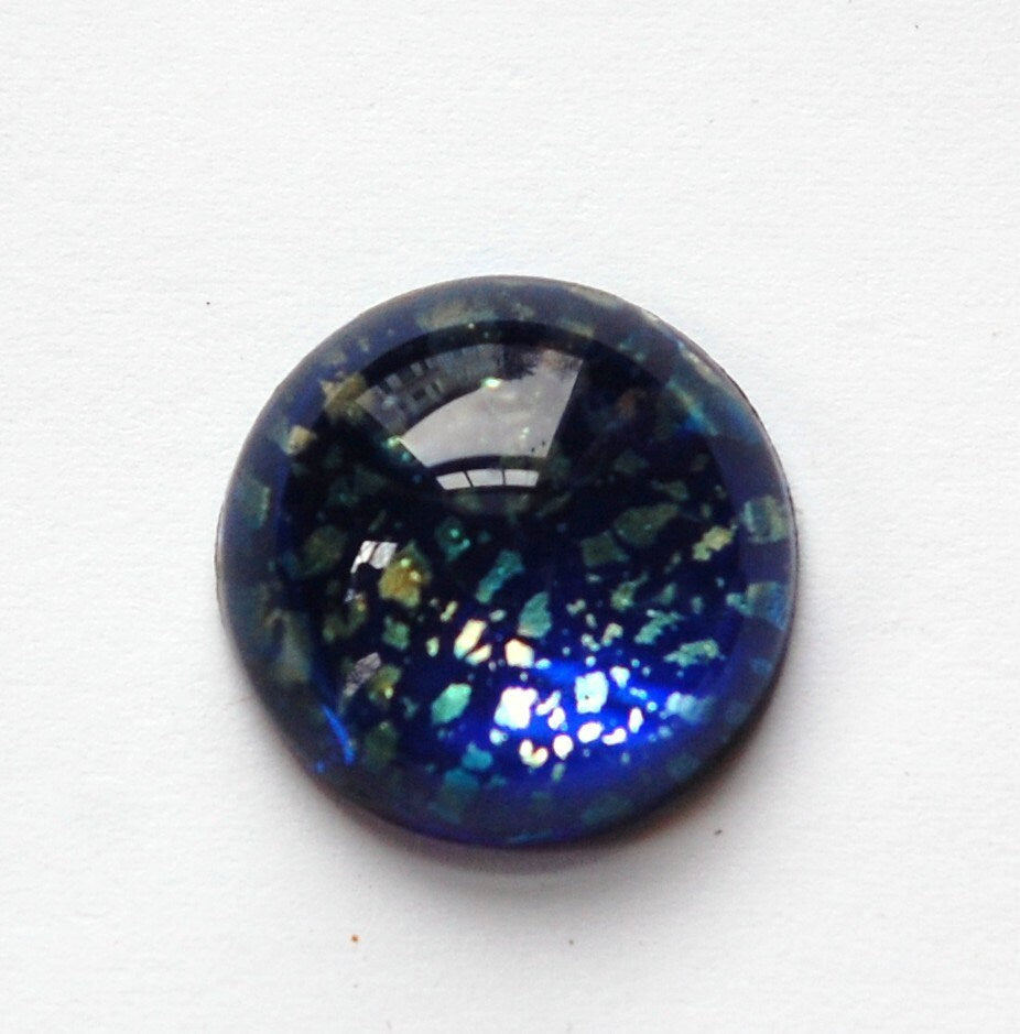 Dark Blue Foil Opal Round Cabochon 18mm (1) cab3008H