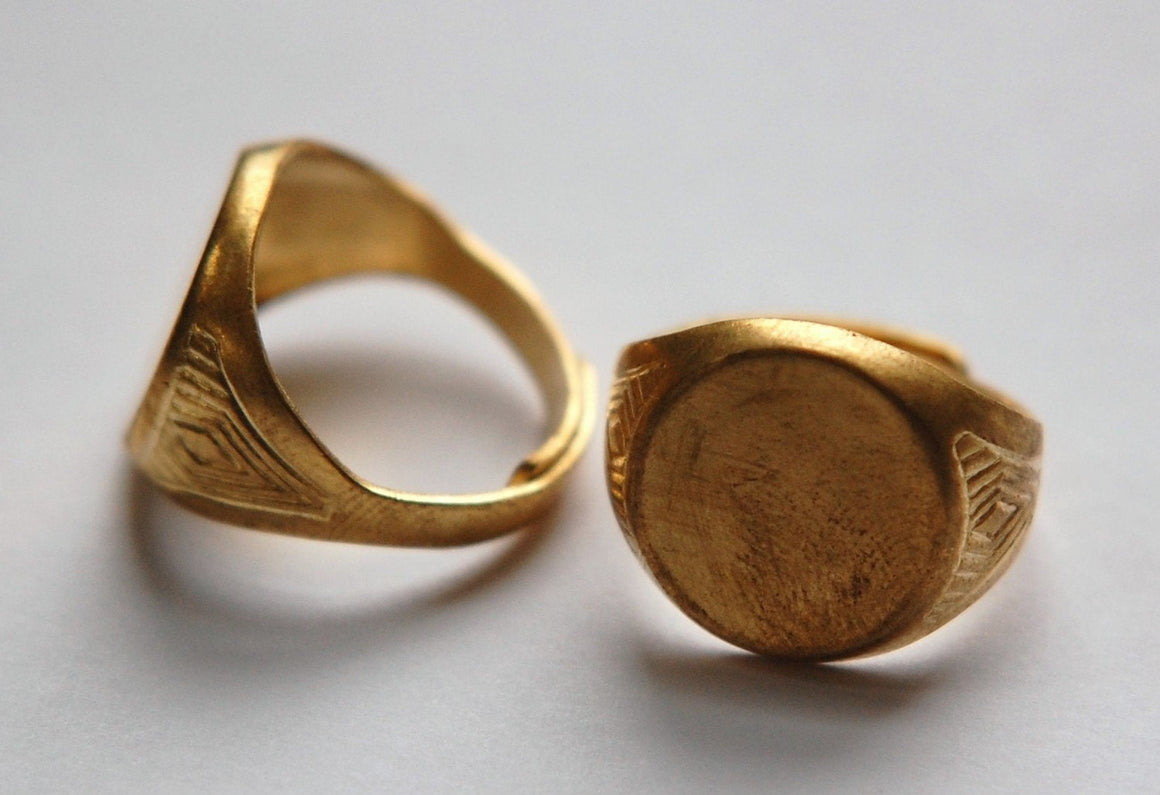 Raw Brass Round Adjustable Ring Blank 15mm (2) mtl254A