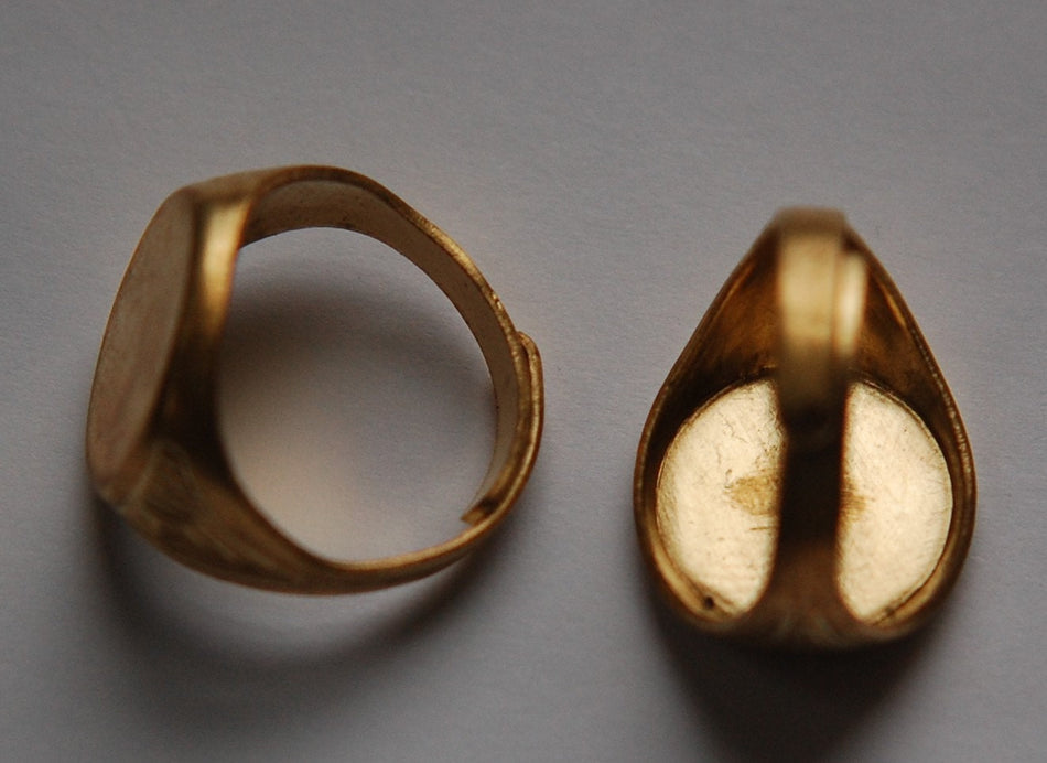 Raw Brass Round Adjustable Ring Blank 15mm (2) mtl254A