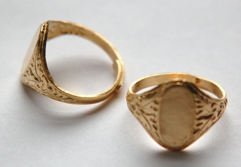Raw Brass Oval Adjustable Ring Blank 15x7mm (2) mtl254