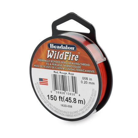 0.008in/0.20mm. Red Wildfire Bead Weaving Thread 20/50/125yd.