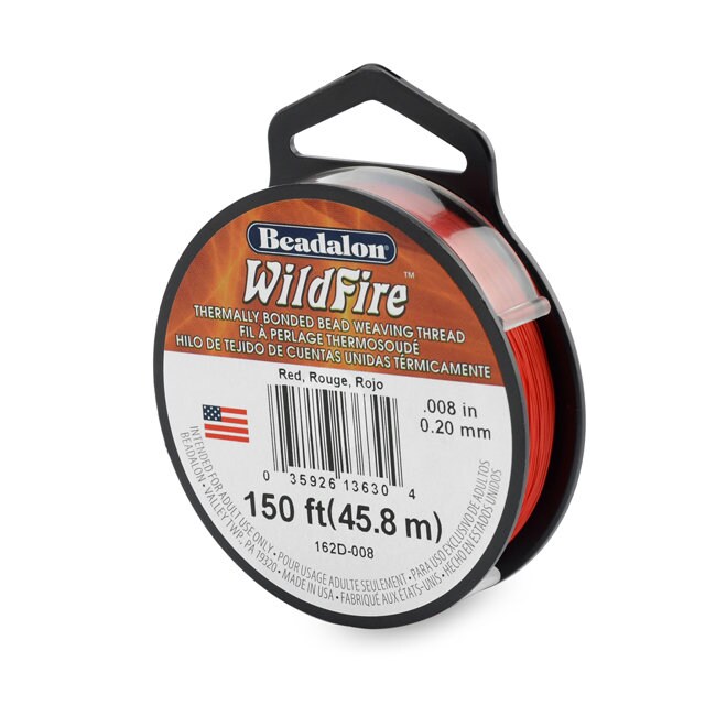 0.008in/0.20mm. Red Wildfire Bead Weaving Thread 20/50/125yd.