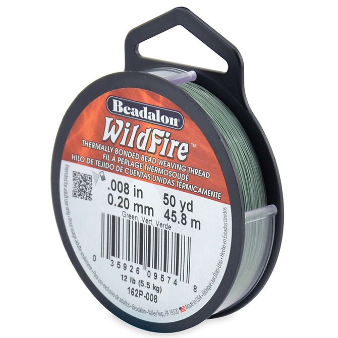 0.008in/0.20mm Green Wildfire Bead Weaving Thread 20/50/125yd.