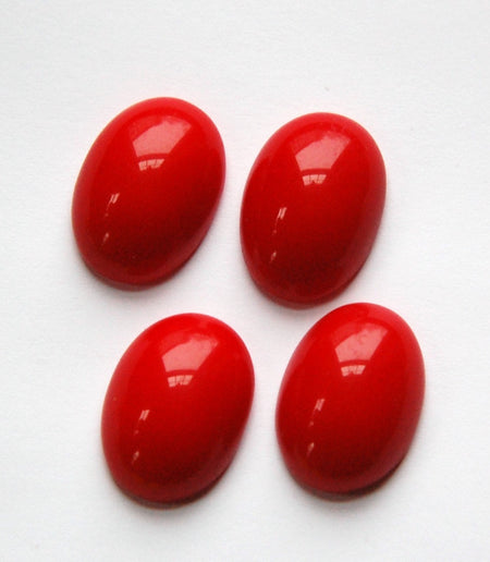 Vintage Opaque Red Glass Cabochons 18x13mm (4) cab248