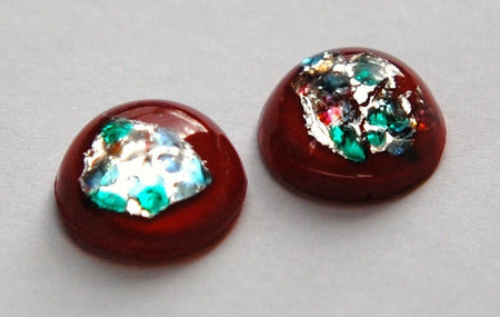 Vintage Red Foil Round Cabochon 13mm (2) cab445K
