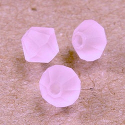 6mm Matte Pink Sapphire Bicone Czech Faceted Glass Beads (25)