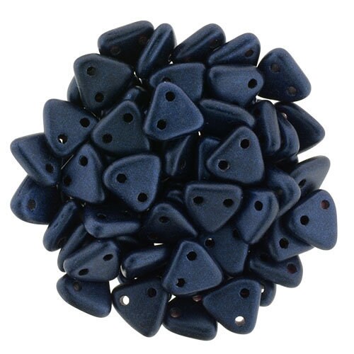 6mm Metallic Suede Dark Blue CzechMates Triangle 2 Hole Glass Beads (50)