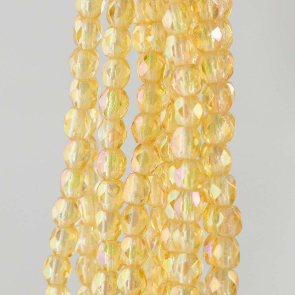 3mm Luster Iris Topaz Czech Faceted Firepolish Glass Beads (50)