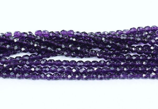 4mm Tanzanite Czech Faceted Firepolish Glass Beads (50)