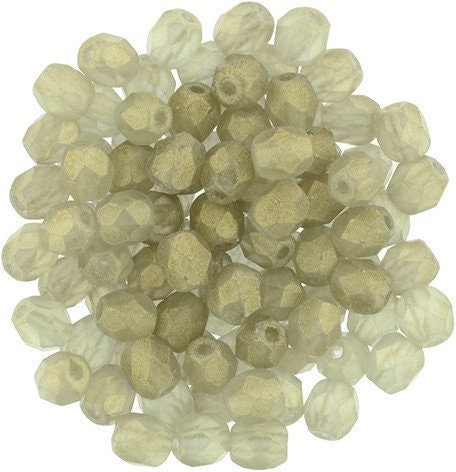 Czech Faceted Sueded Gold Black Diamond Firepolish Glass Beads 4mm (50)