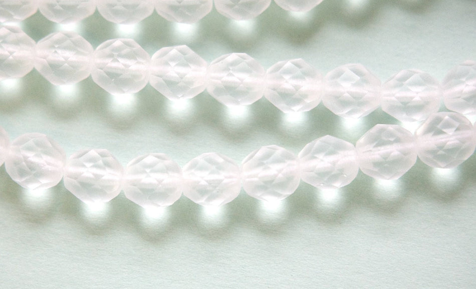 8mm Matte Crystal Czech Firepolish Faceted Glass Beads (25)