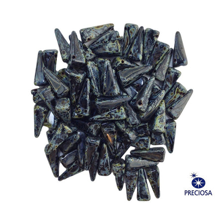 13x6mm Black Travertine Preciosa Czech Villa Glass Beads (12)