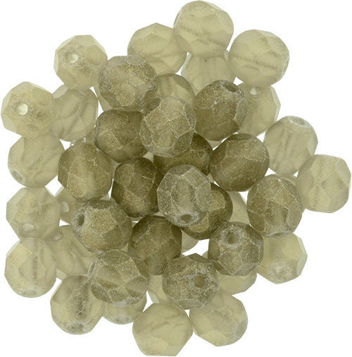 Czech Faceted Sueded Black Diamond Firepolish Glass Beads 6mm (25)