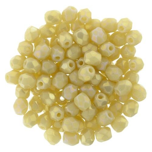 3mm Luster Iris Antique Beige Czech Faceted Firepolish Glass Beads (50)