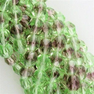 6mm Czech Faceted Emerald With Brown Firepolish Glass Beads (25)