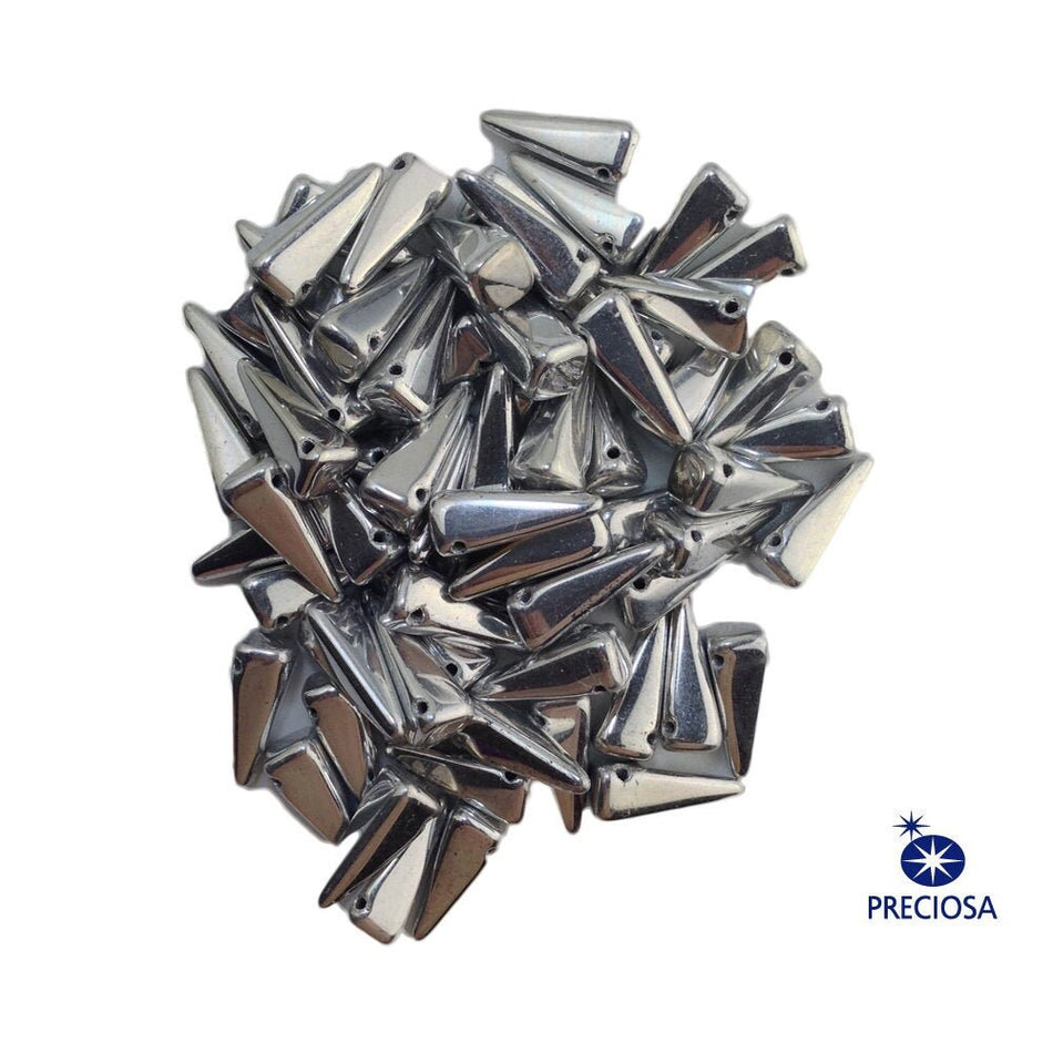 13x6mm Silver Preciosa Czech Villa Glass Beads (12)