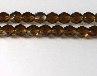 Czech Faceted Smoky Topaz Firepolish Glass Beads 6mm (25)
