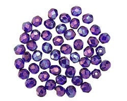3mm Cobalt Vega Czech Firepolish Faceted Glass Beads (50)
