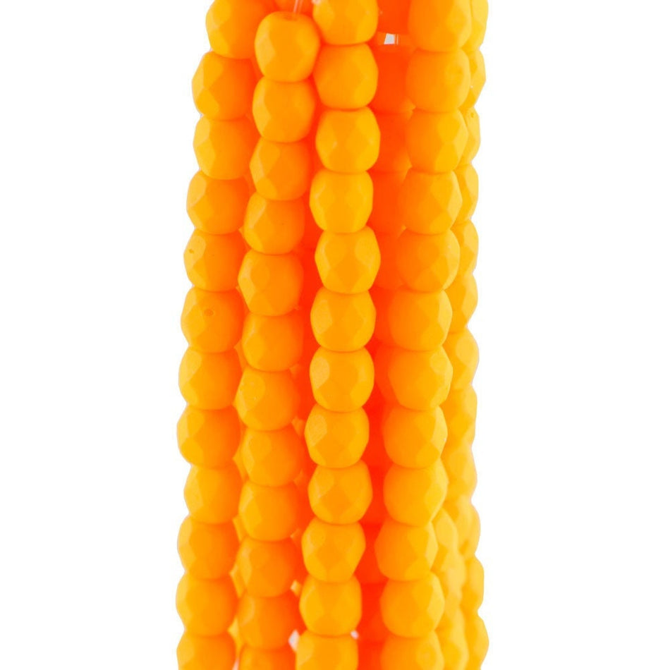 3mm Saturated Sunflower Czech Firepolish Faceted Glass Beads (50)