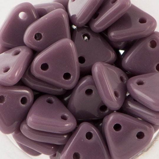 6mm Opaque Purple CzechMates Triangle 2 Hole Glass Beads (50)