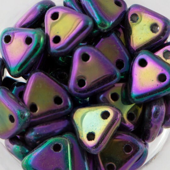 6mm Iris Purple CzechMates Triangle 2 Hole Glass Beads (50)