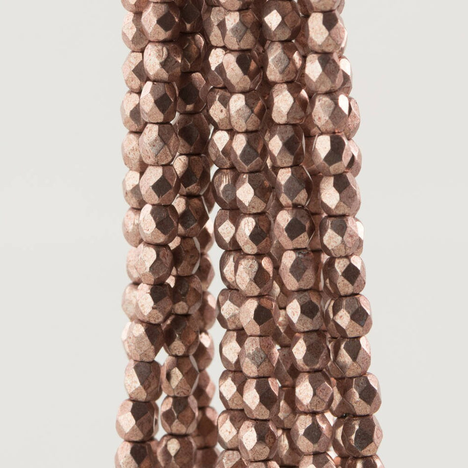 3mm Saturated Metallic Pale Dogwood Color Trends Czech Faceted Firepolish Glass Beads (50)