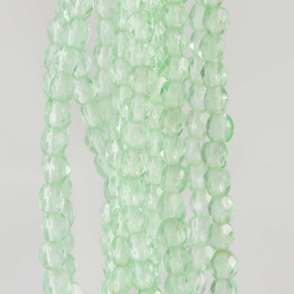 3mm Peridot Czech Faceted Firepolish Glass Beads (50)