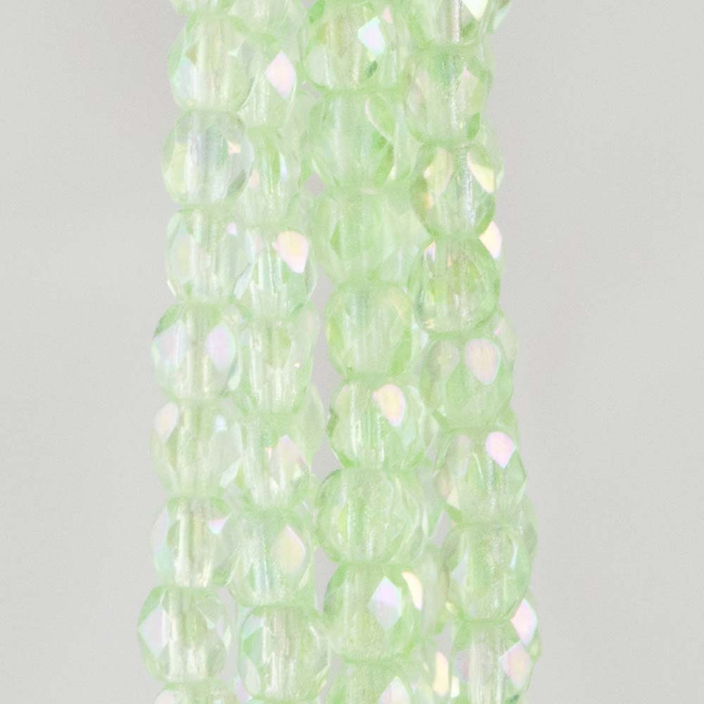 3mm Luster Iris Peridot Czech Faceted Firepolish Glass Beads (50)
