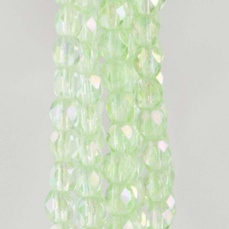 3mm Luster Iris Peridot Czech Faceted Firepolish Glass Beads (50)