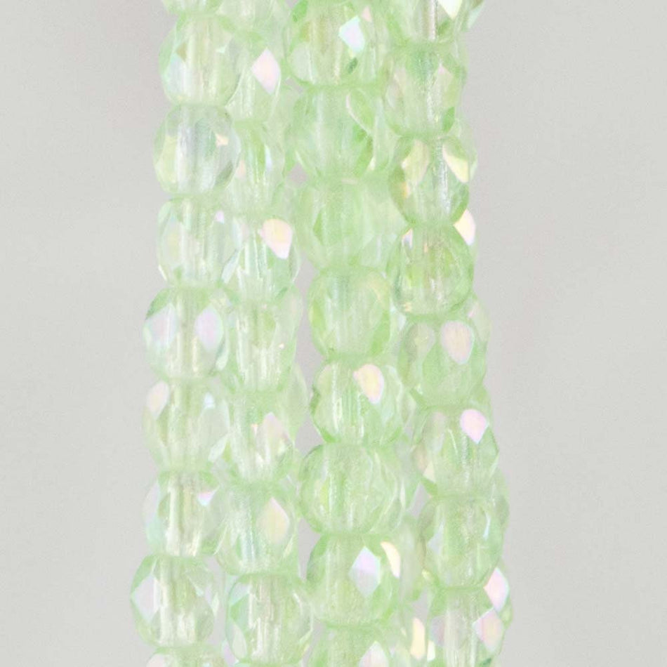 3mm Luster Iris Peridot Czech Faceted Firepolish Glass Beads (50)