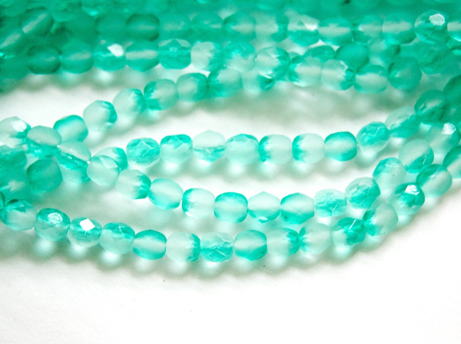 6mm Half Matte Green / Crystal Czech Firepolish Faceted Glass Beads (25)